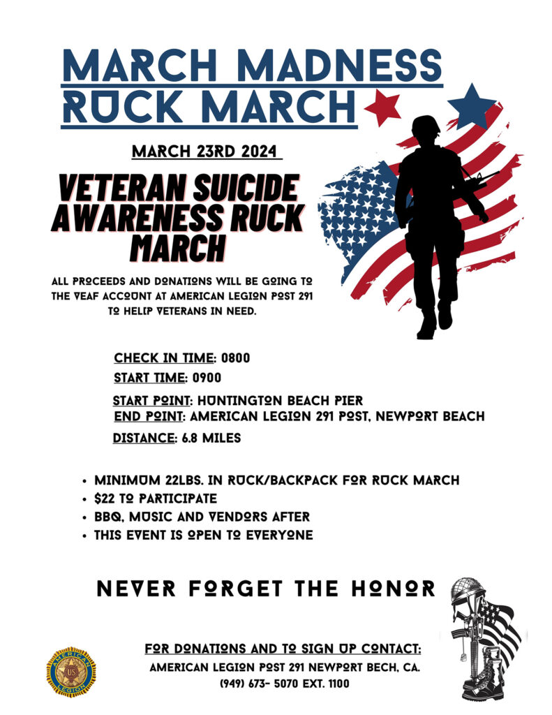 March Madness RUCK March see flyer Phone Legion for Reservations