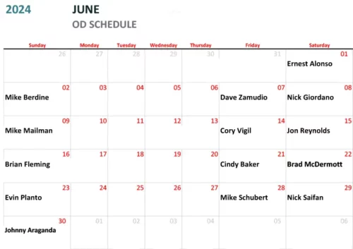 OD Schedule - June 2024