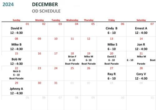 OD Schedule-DECEMBER 2024